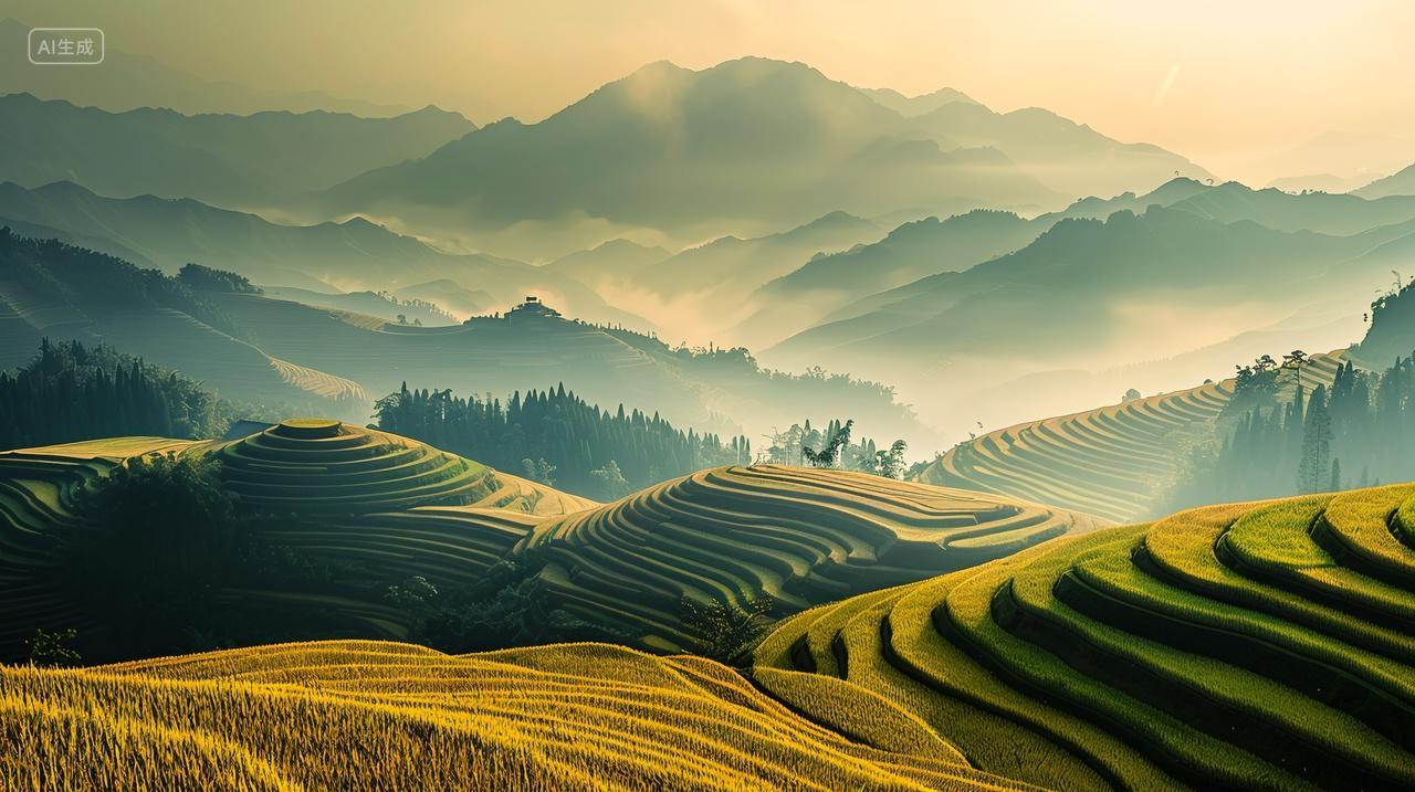 二十四节气芒种背景图芒种节芒种梯田