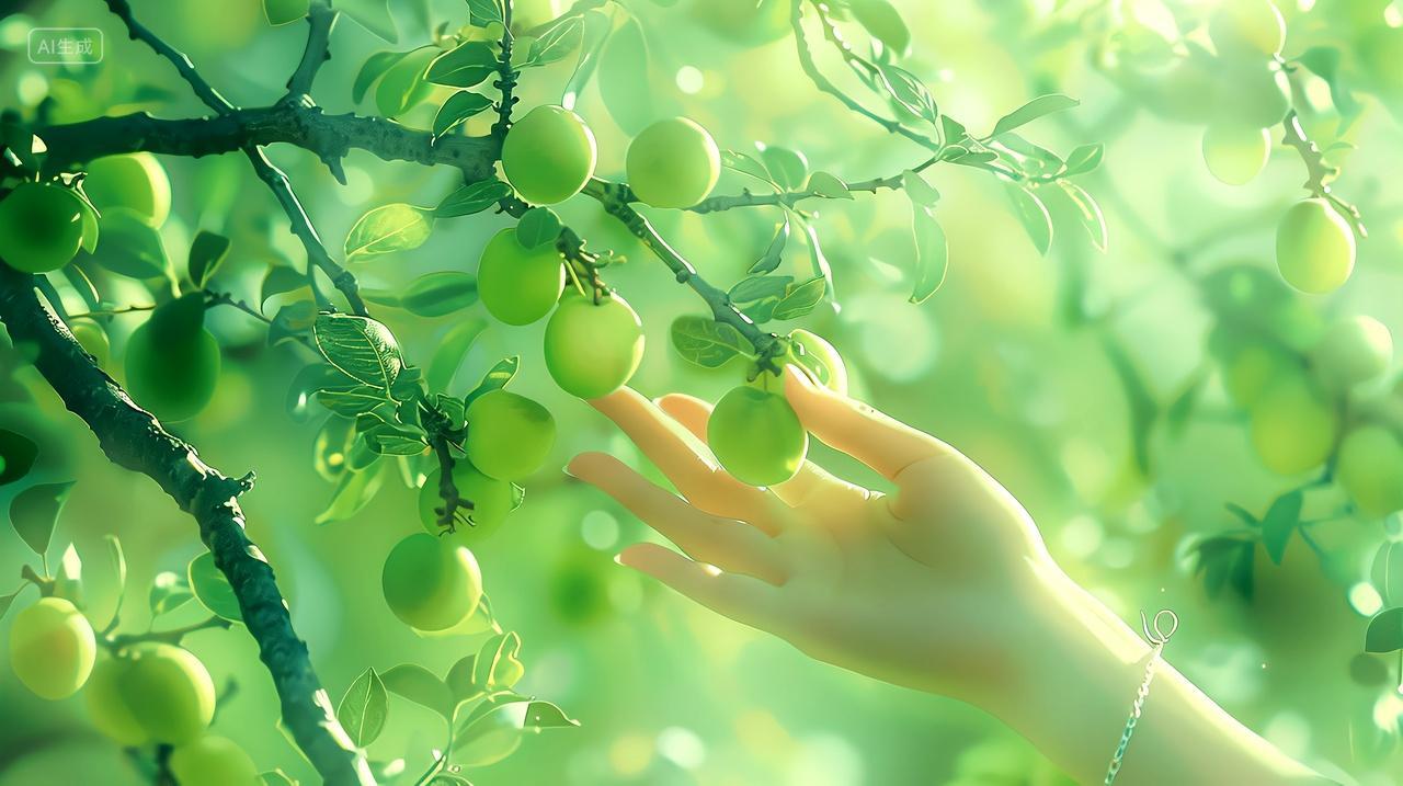 二十四节气芒种玉手摘青梅水果梅子
