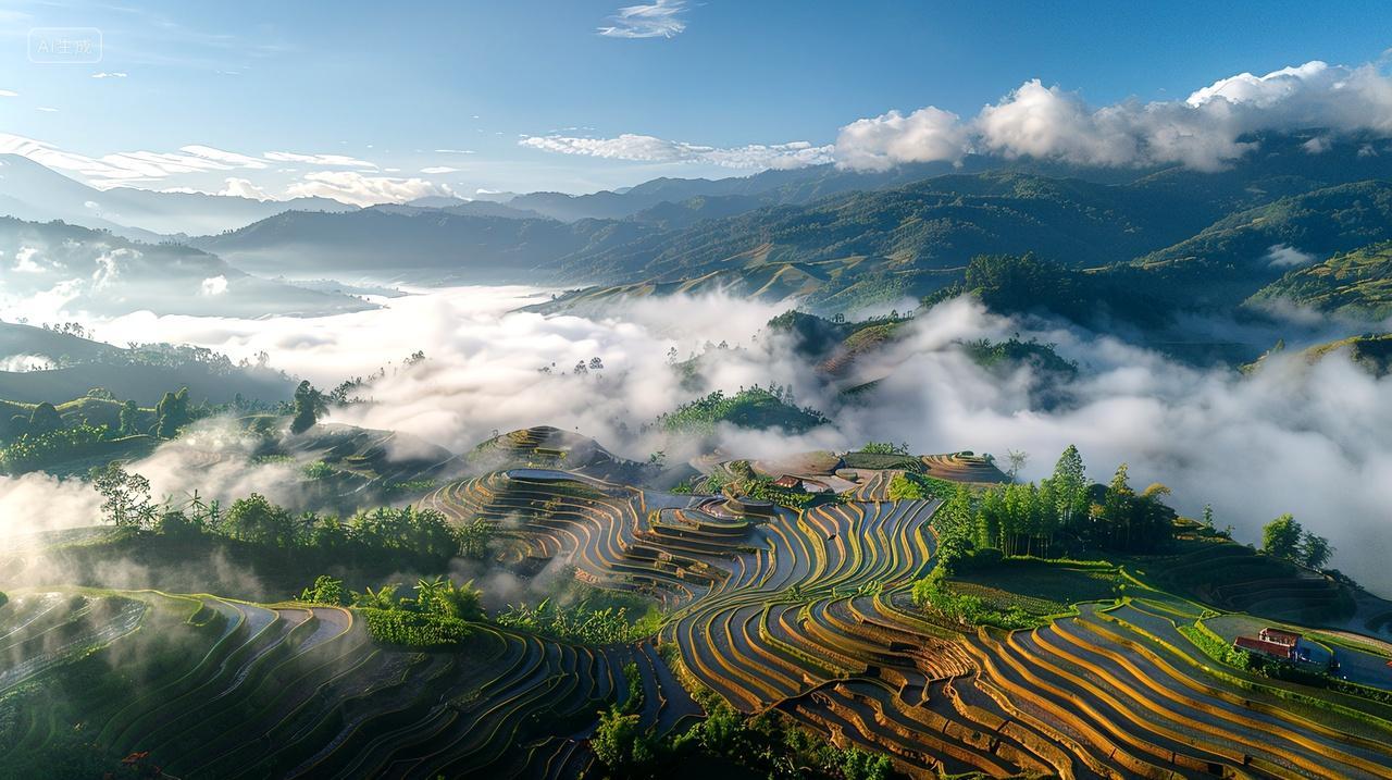 二十四节气背景图节梯田