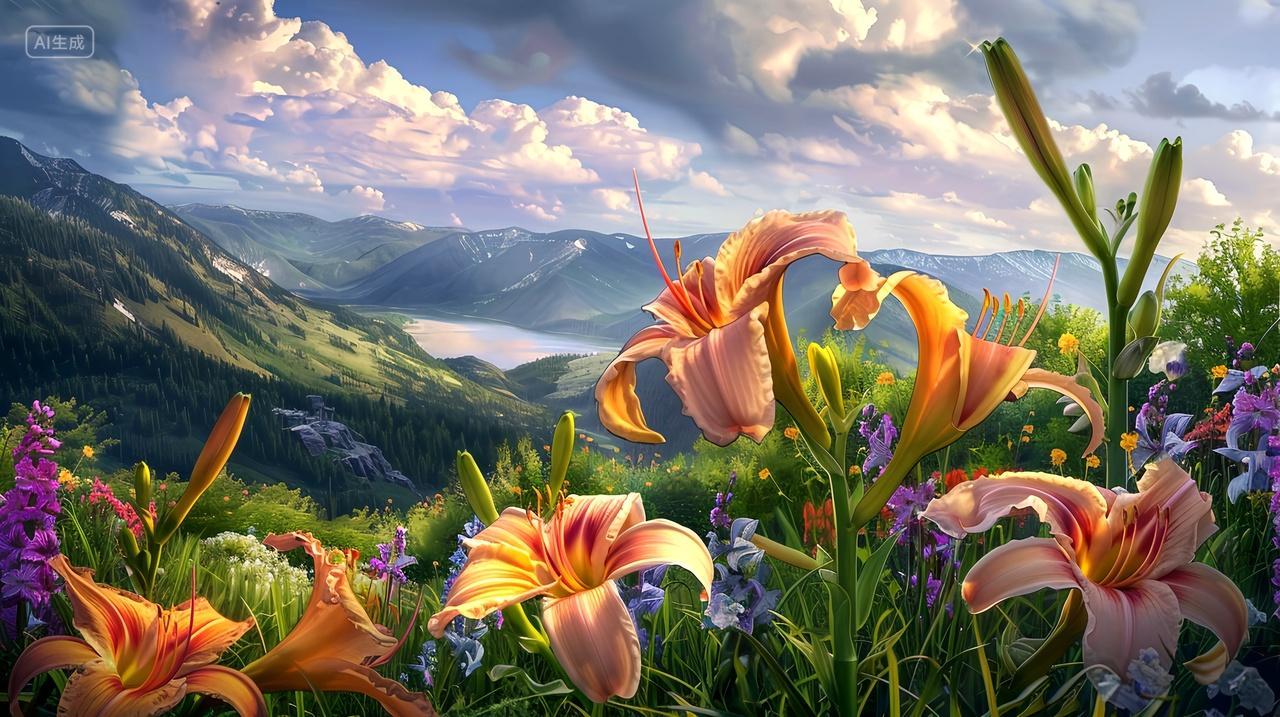 萱花怒放山水添彩