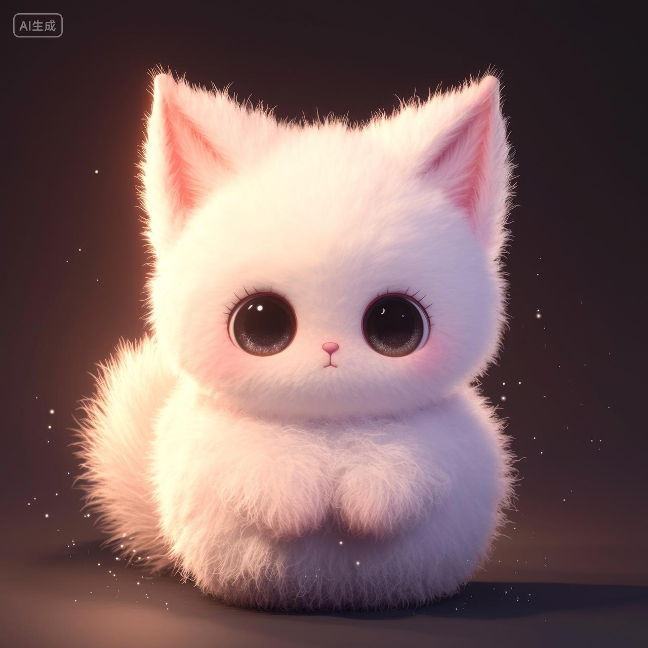 可爱的卡通毛绒动物插图-猫咪