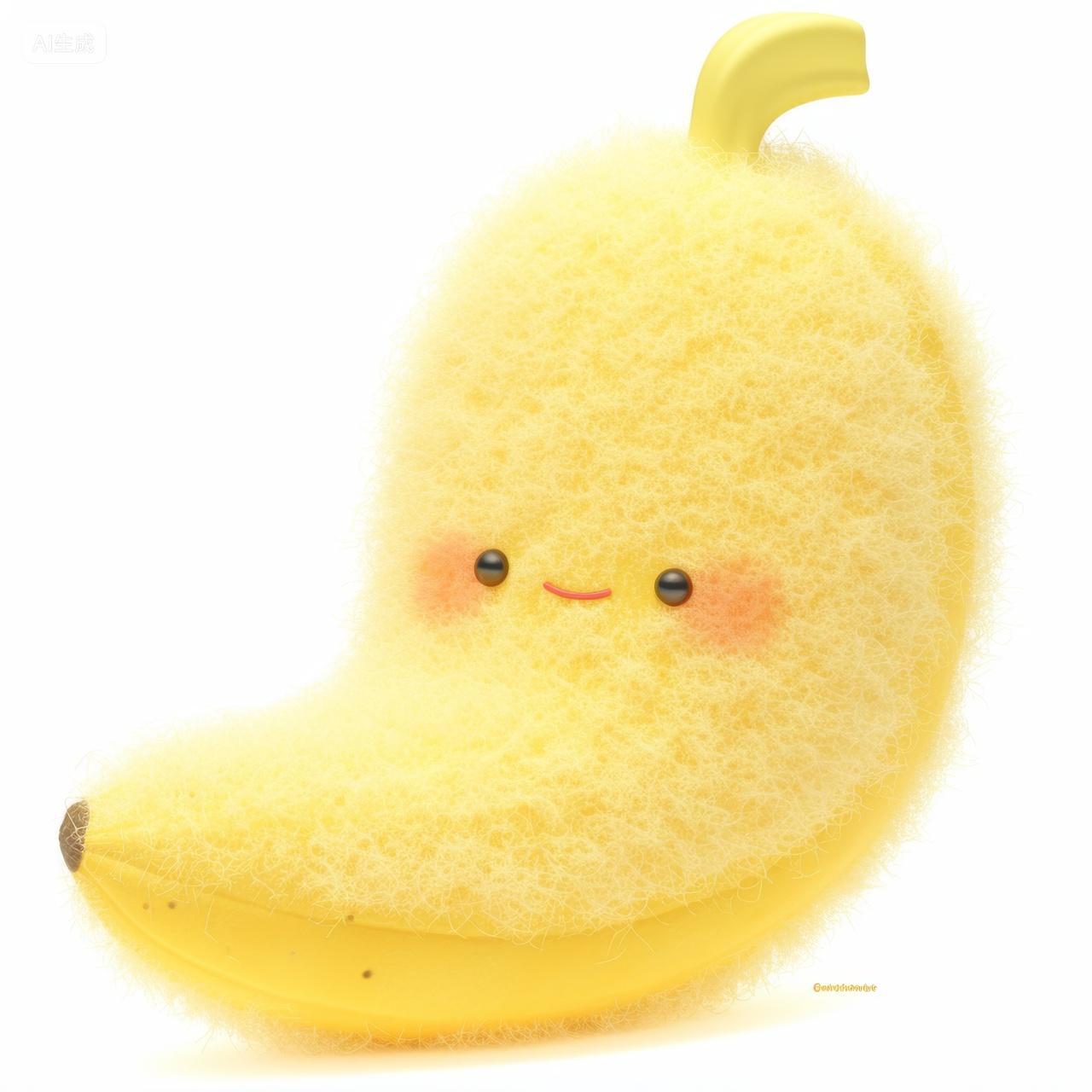 可爱的卡通毛绒水果插图-香蕉