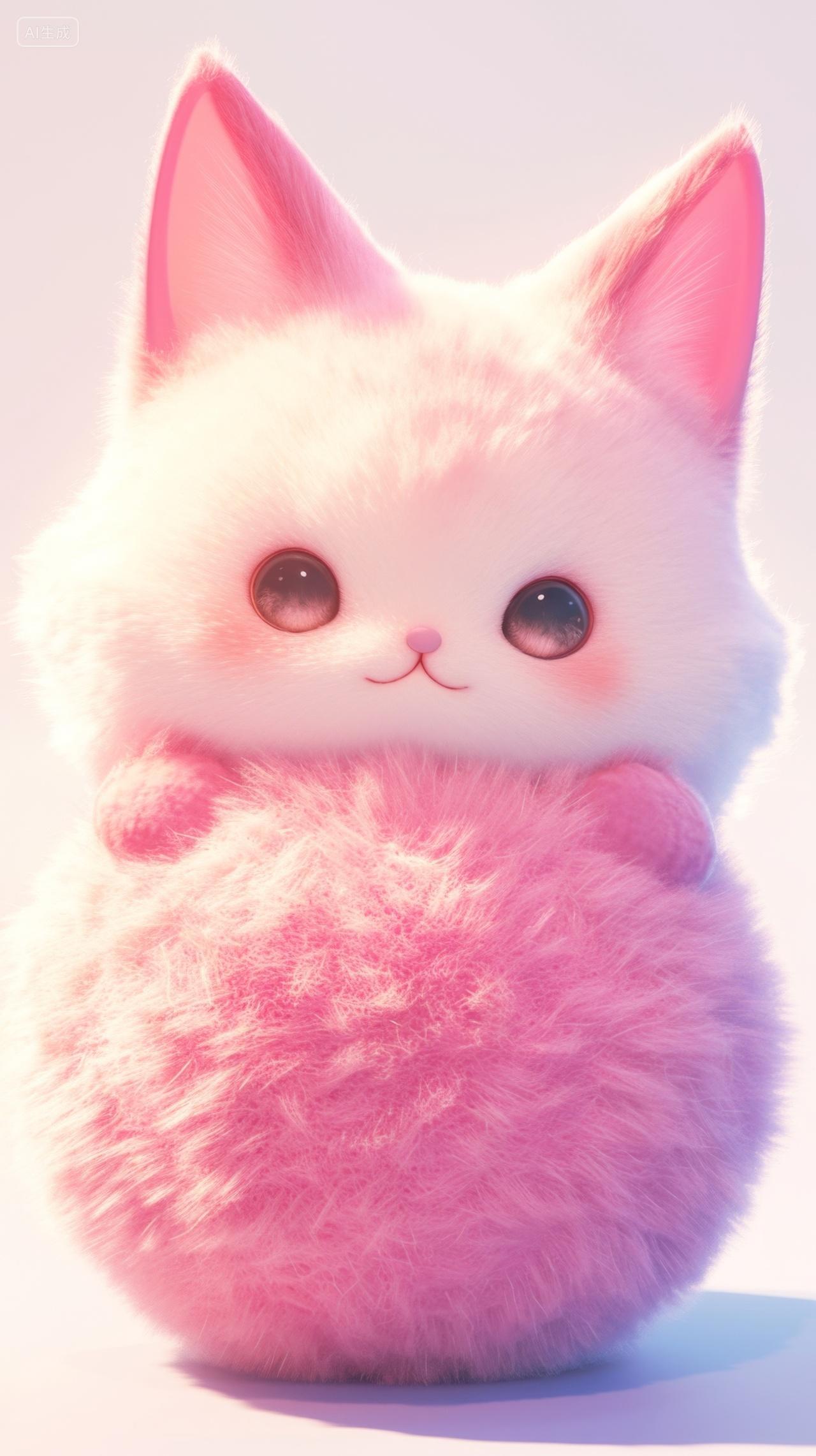 可爱的卡通毛绒动物插图-猫咪