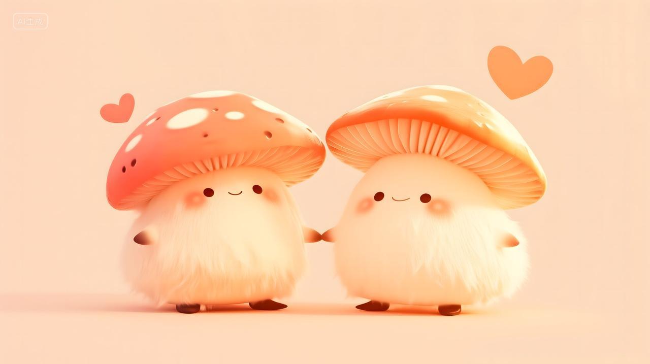 两颗心，蘑菇界的爱。