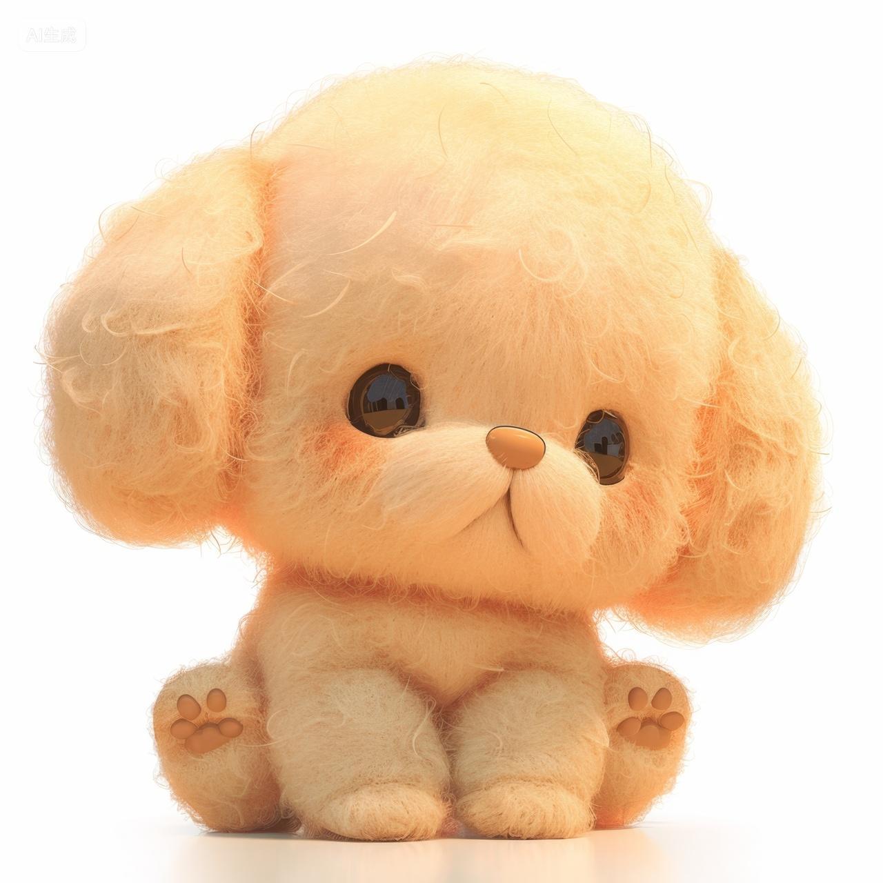 可爱的卡通毛绒动物插图-狗狗