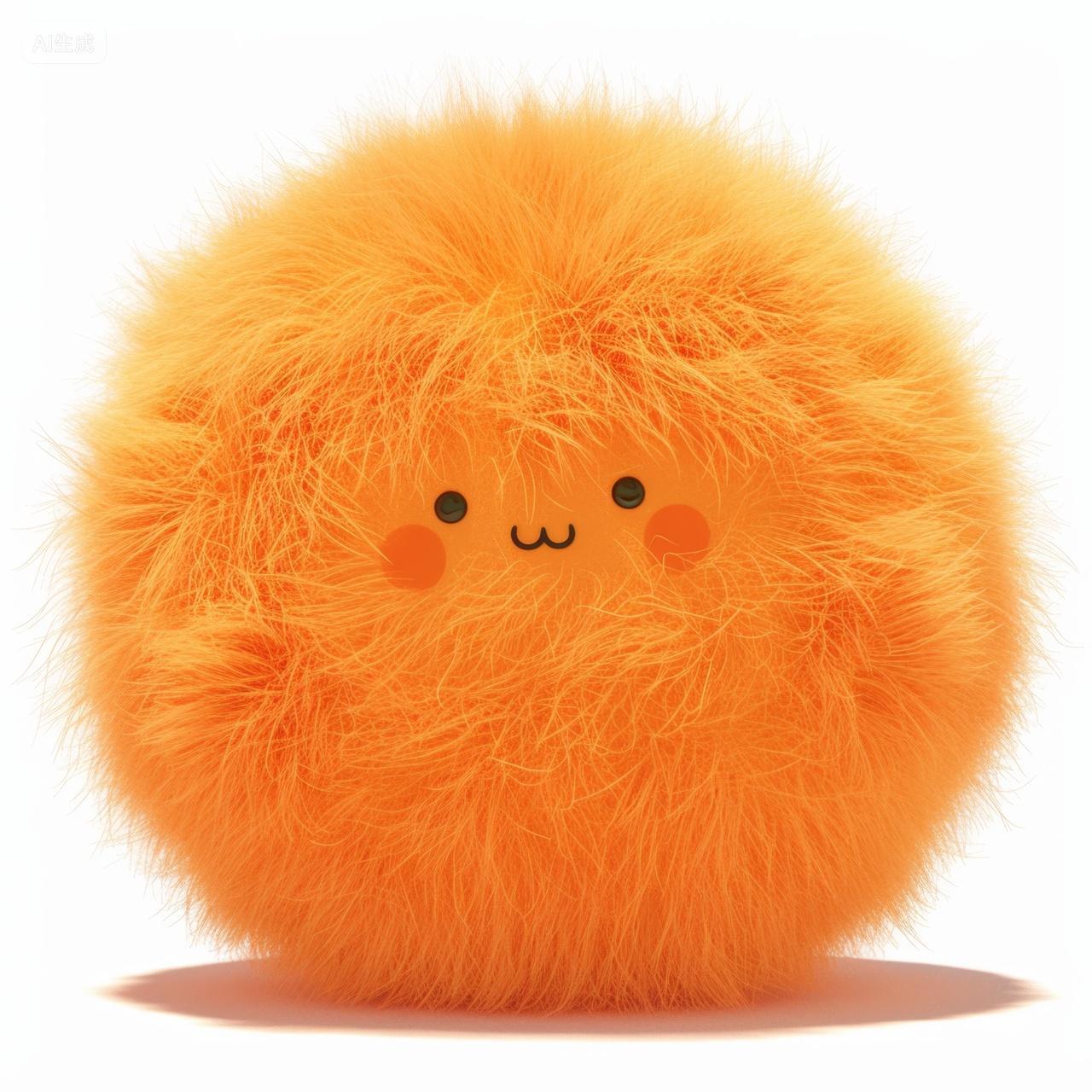 可爱的卡通毛绒水果插图-橙子