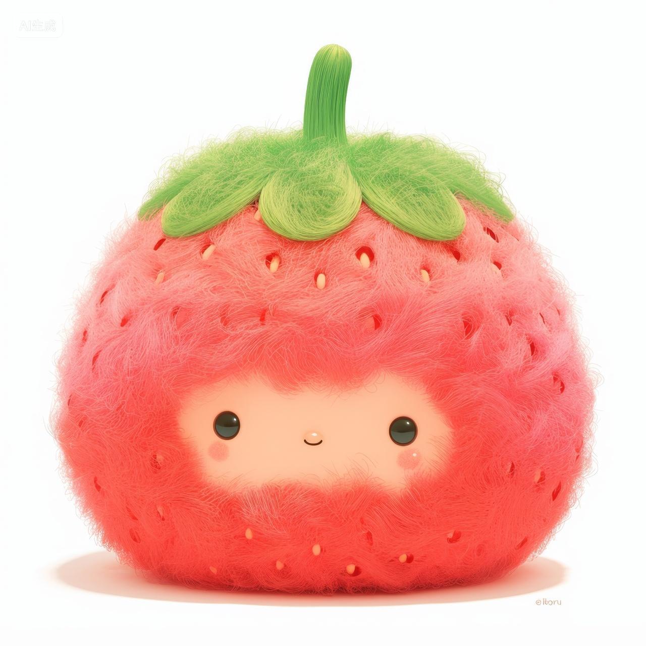 卡通毛绒水果插图-草莓