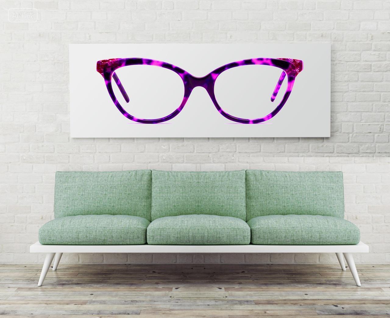 欧美简约现代时尚北欧砖墙玄关背景墙客厅沙发墙眼镜宣传