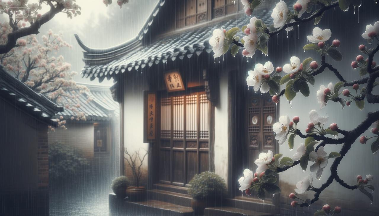 雨打梨花深闭门