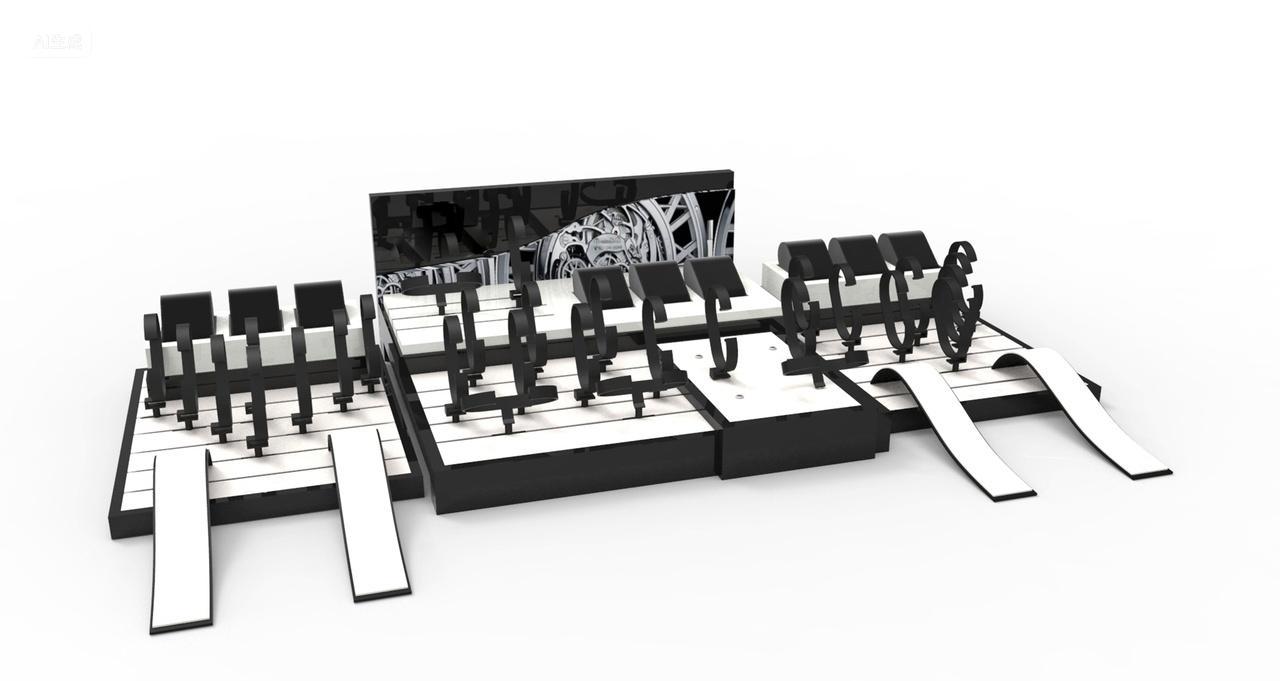 黑白配色米白色高端时尚真皮包皮皮革手表展示道具用品