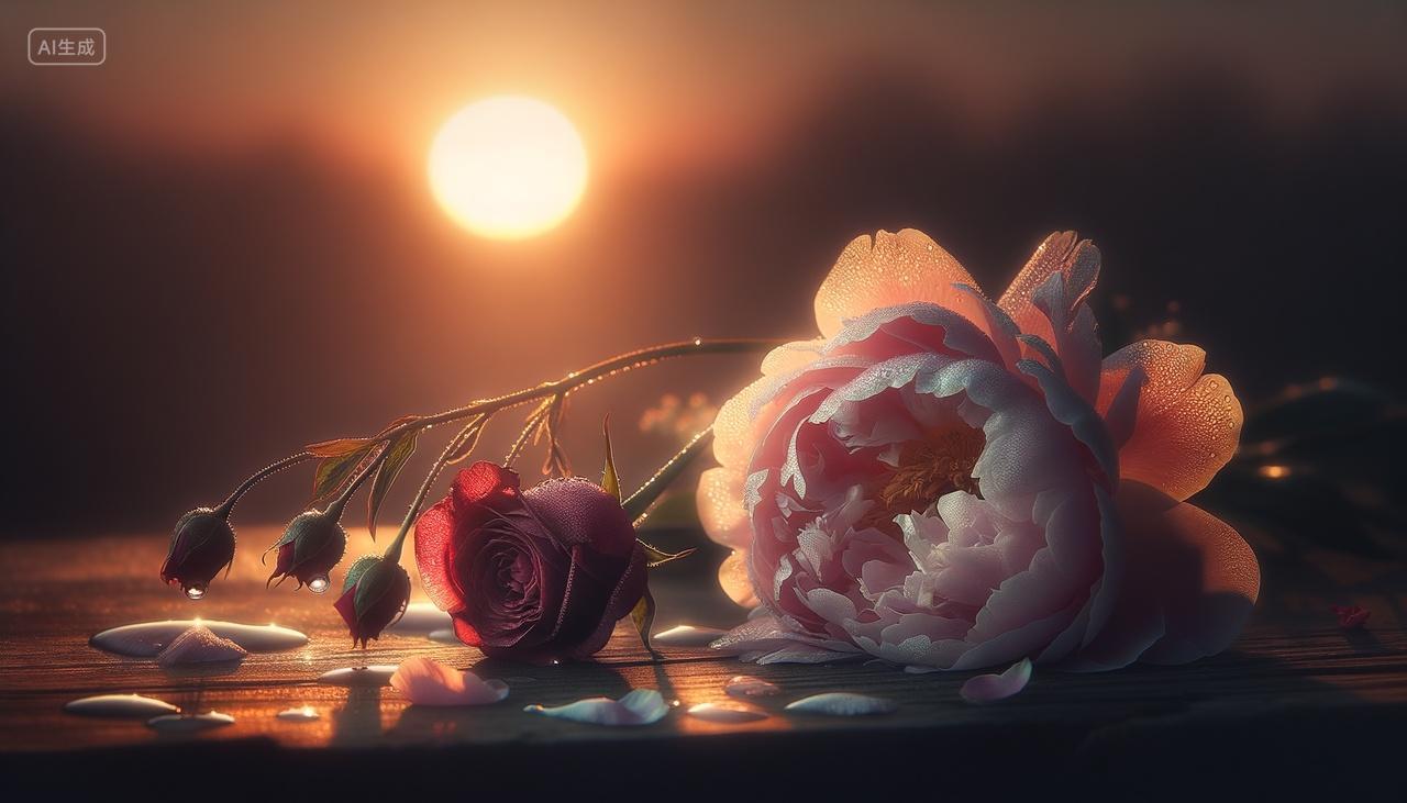 无力蔷薇卧晓枝，芍药含春泪。