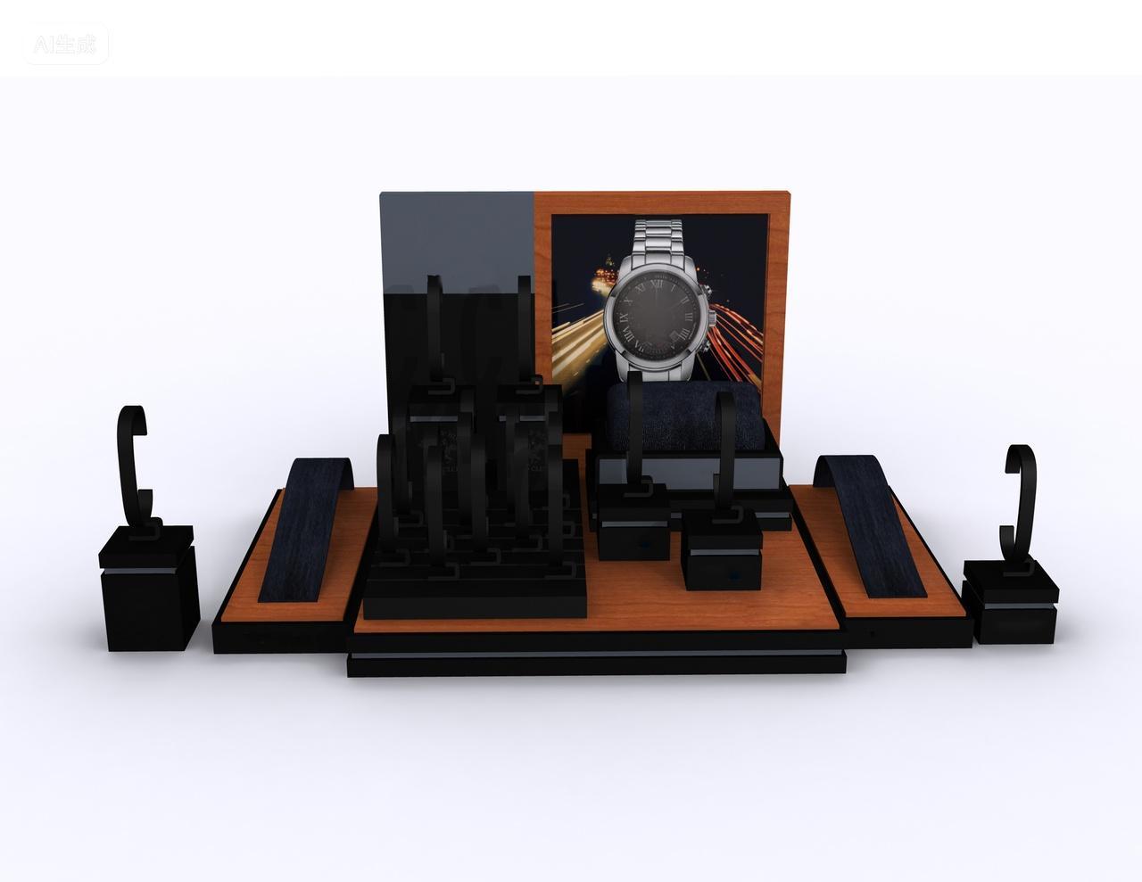 木纹烤漆实木喷漆高档手表展示用品橱窗陈列模型