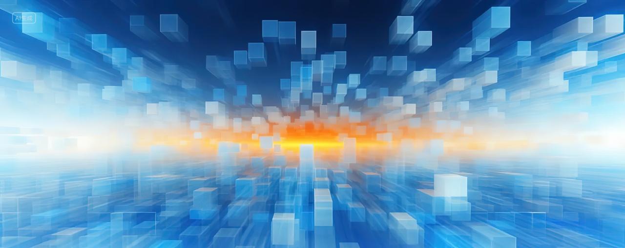 抽象艺术科技空间方块企业海报背景蓝色