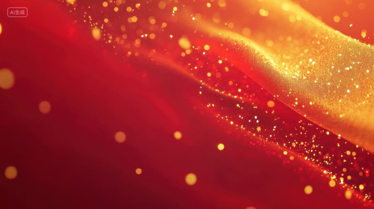 红色背景上金色光点企业年会光效红色背景