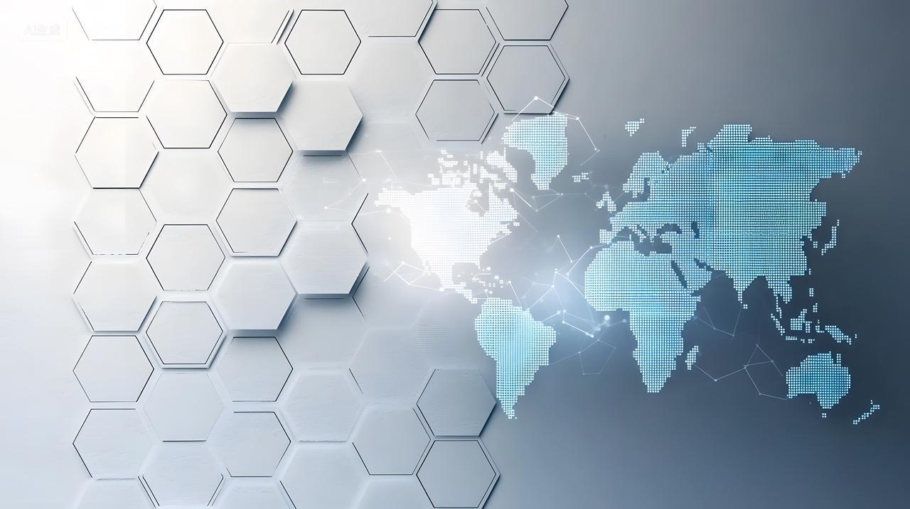 具有六边形图案抽象数字世界MAP