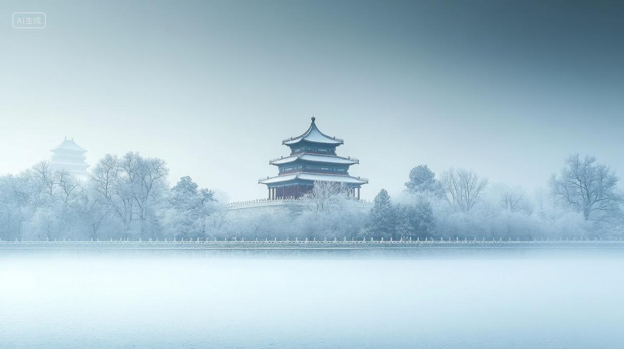 冬天清晨雪后的北京景色