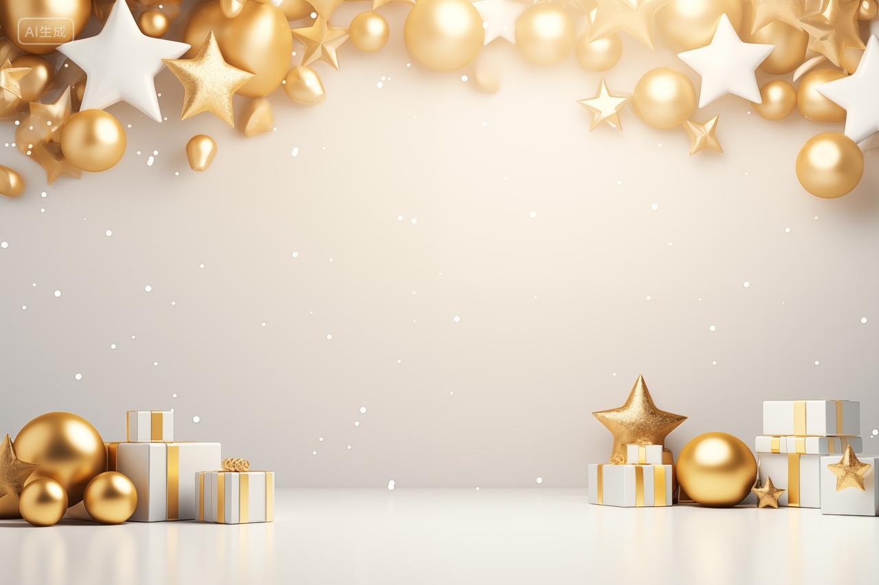 梦幻金色圣诞场景闪耀节日背景