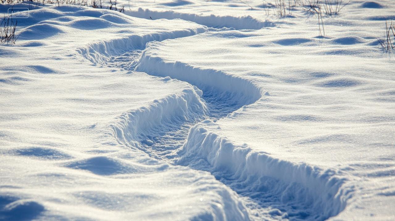 冬日雪地里的足迹