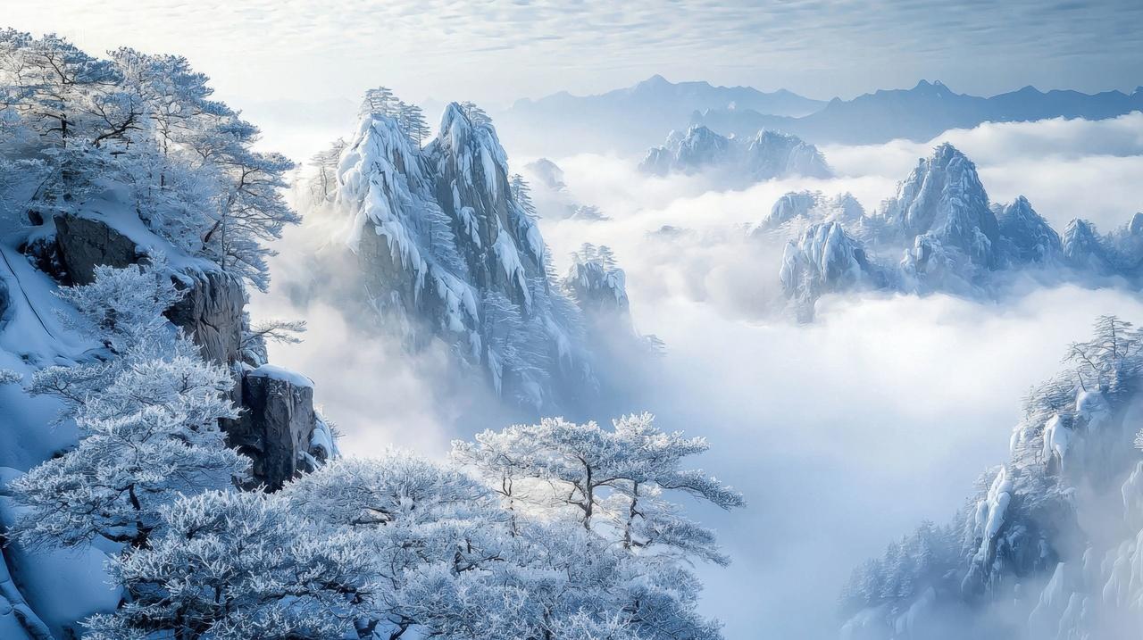 冬天下雪后的高山风景