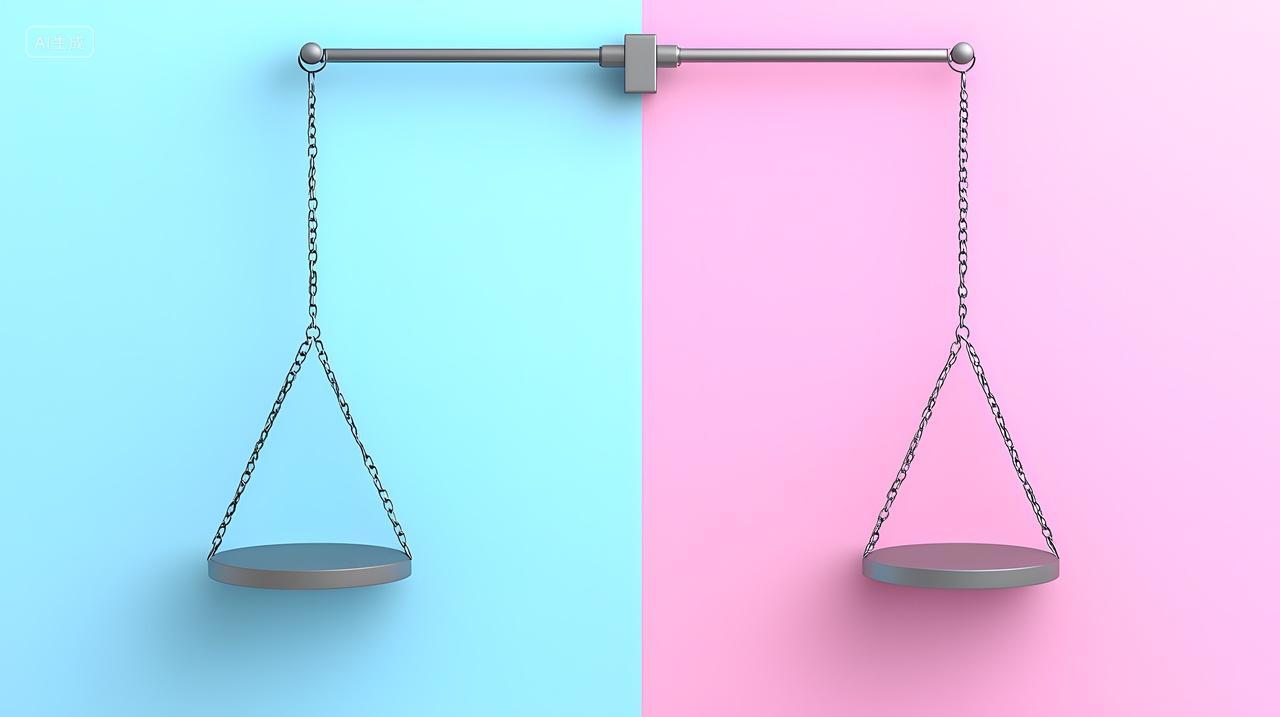 法律粉色和蓝色背景上金属天平
