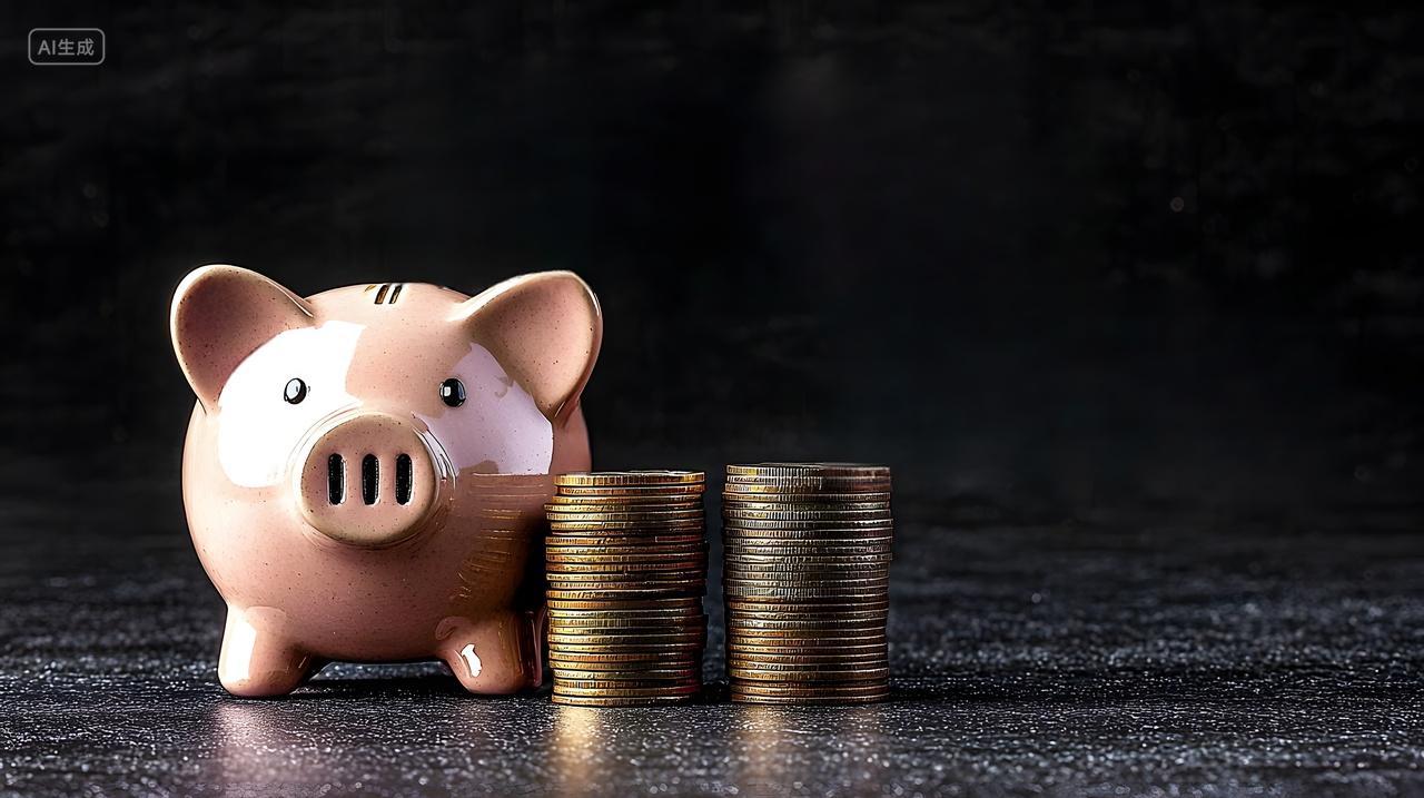 深色表面上有硬币存钱罐