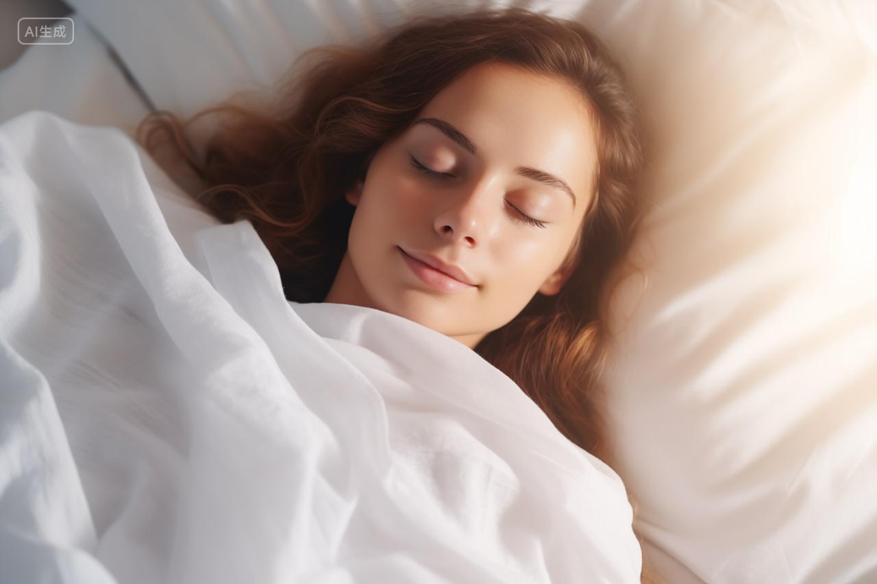 卧室床上独自入睡的年轻女子