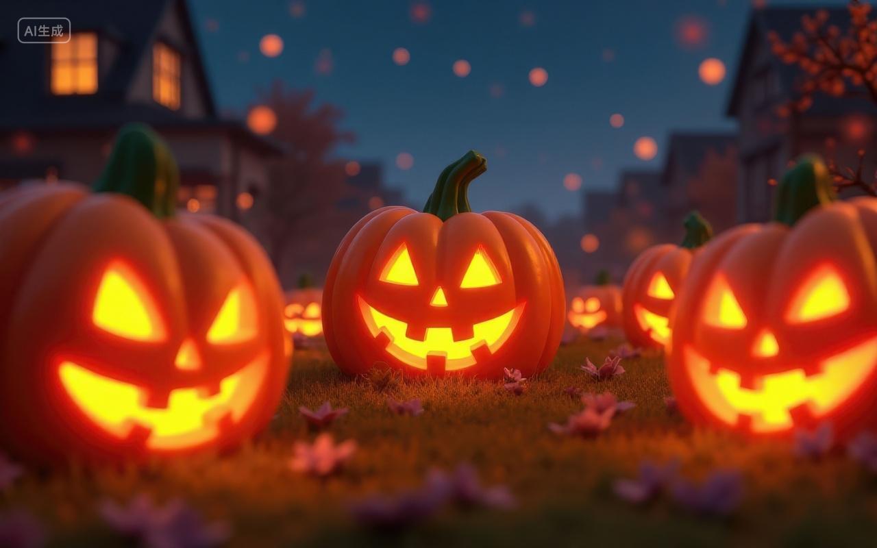 万圣节一地的南瓜灯