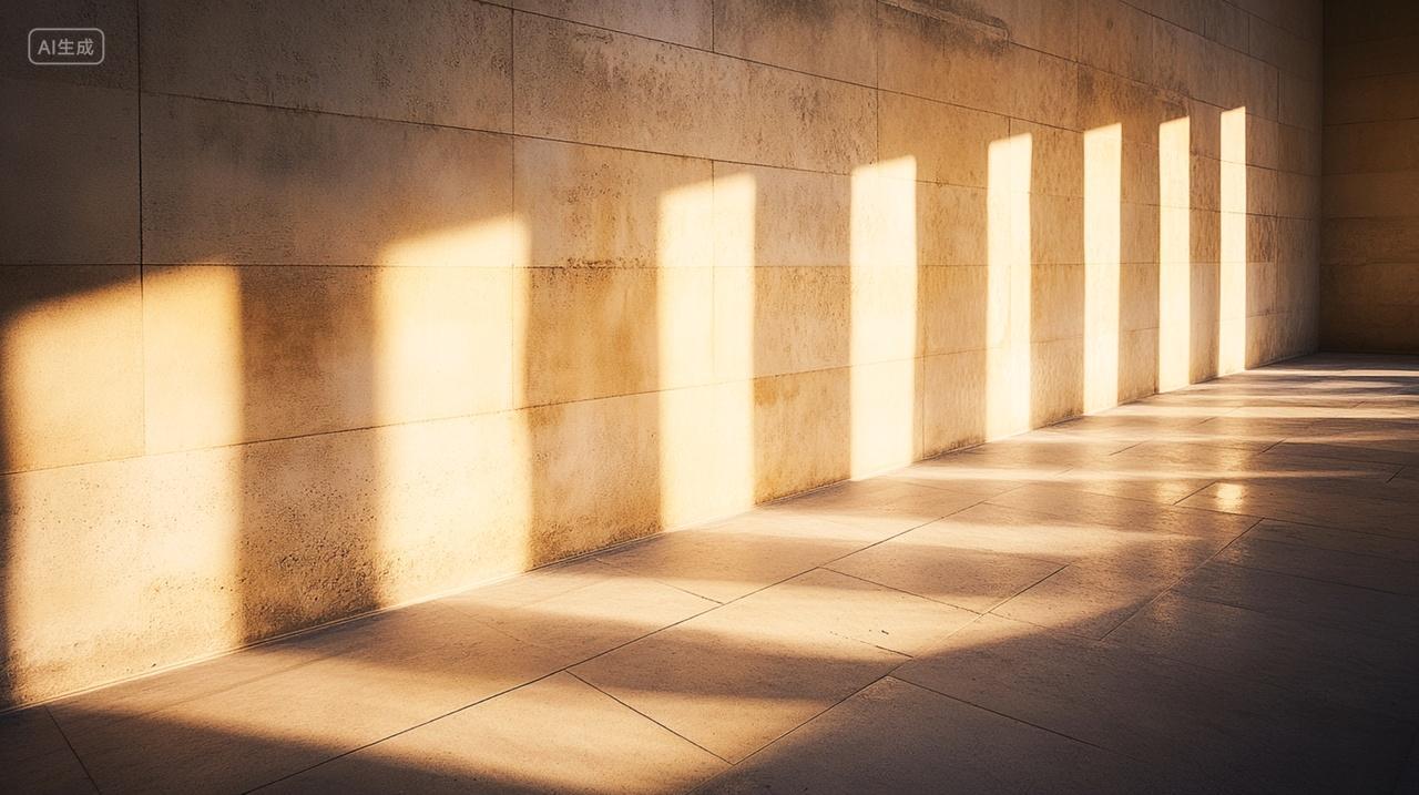 光影下的房屋墙壁建筑混凝土结构