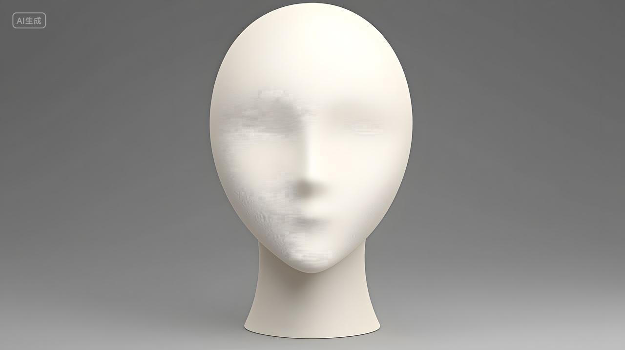 灰色背景上简约白色模特头
