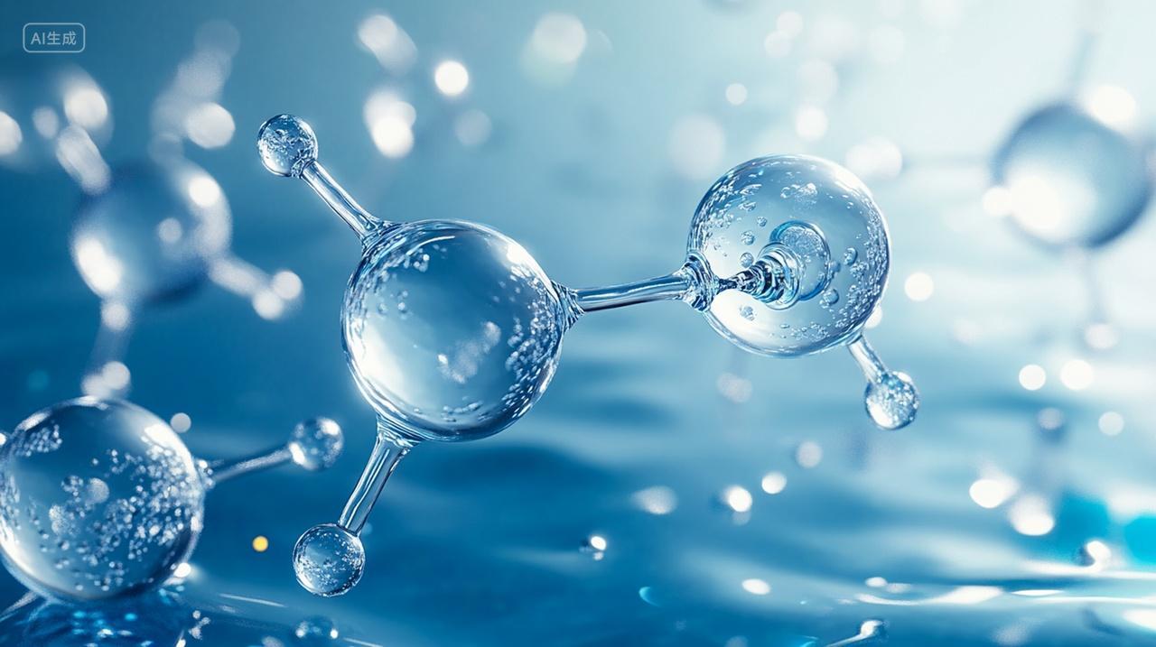 蓝色透明水分子结构护肤电商背景