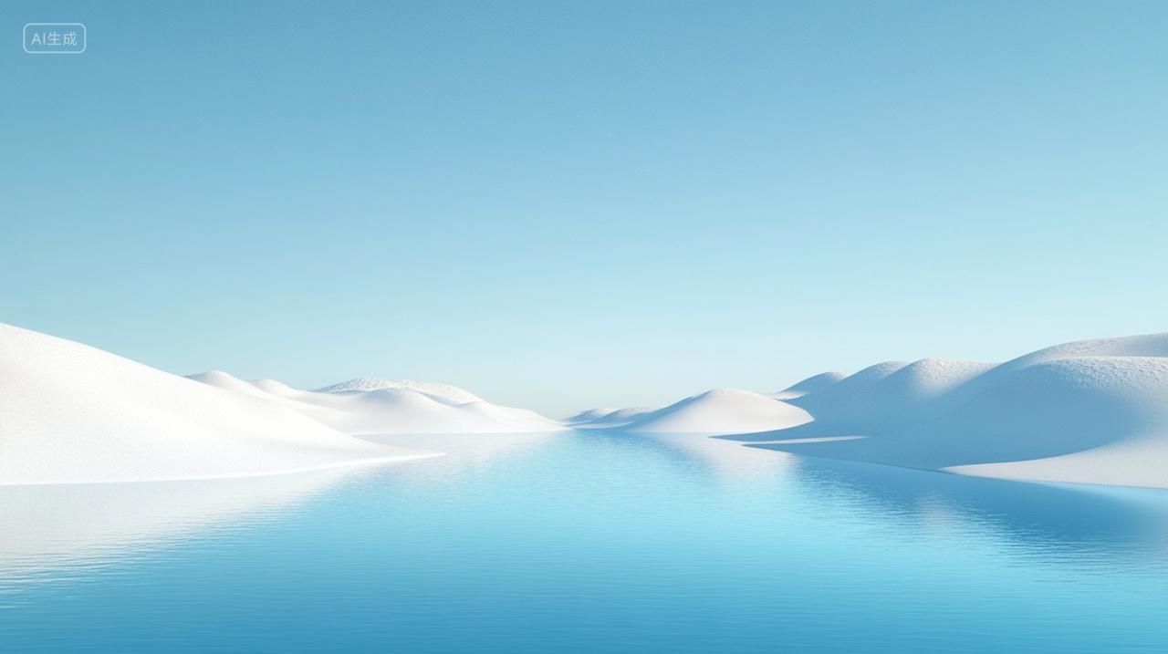 三维渲染的抽象草原湖泊地形创意