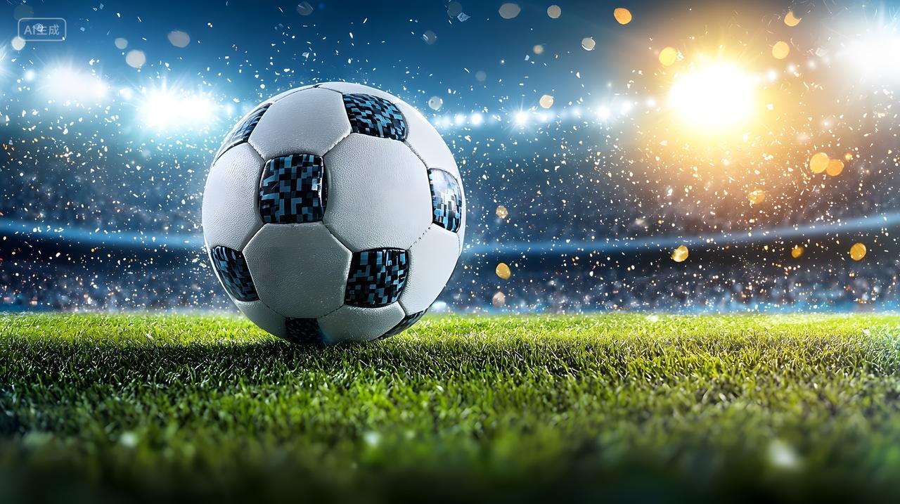 充满活力球场上动态足球