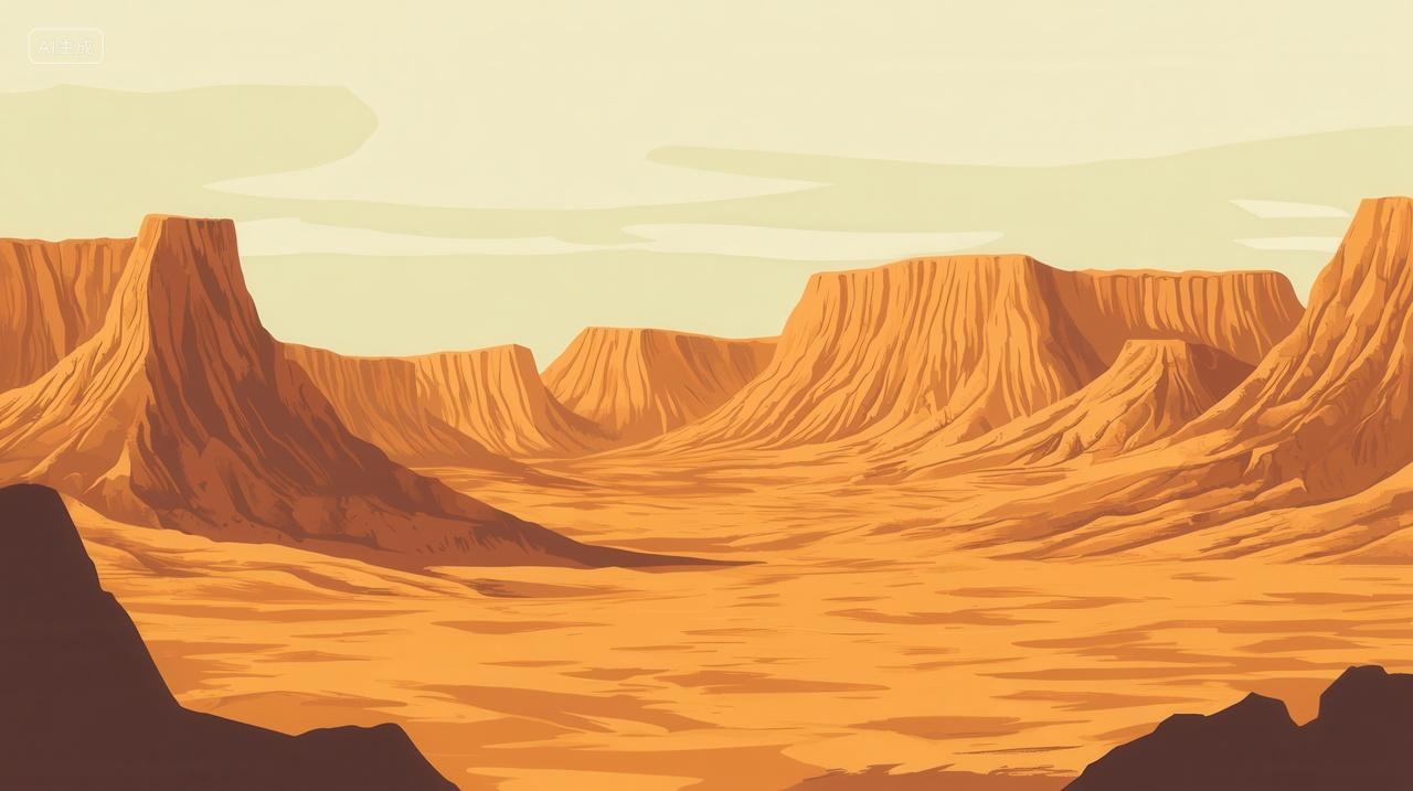 日落下的沙漠山脉