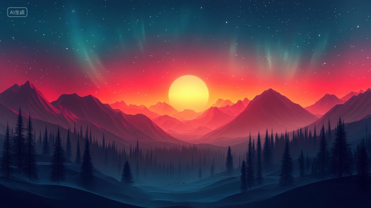 唯美梦幻的山林夕阳美景插图