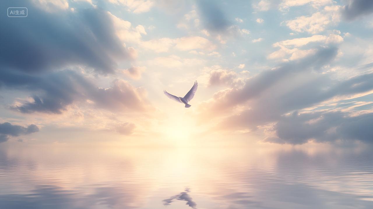 鸟儿自由飞翔黎明曙光老鹰展翅海鸥海鸟飞鸟