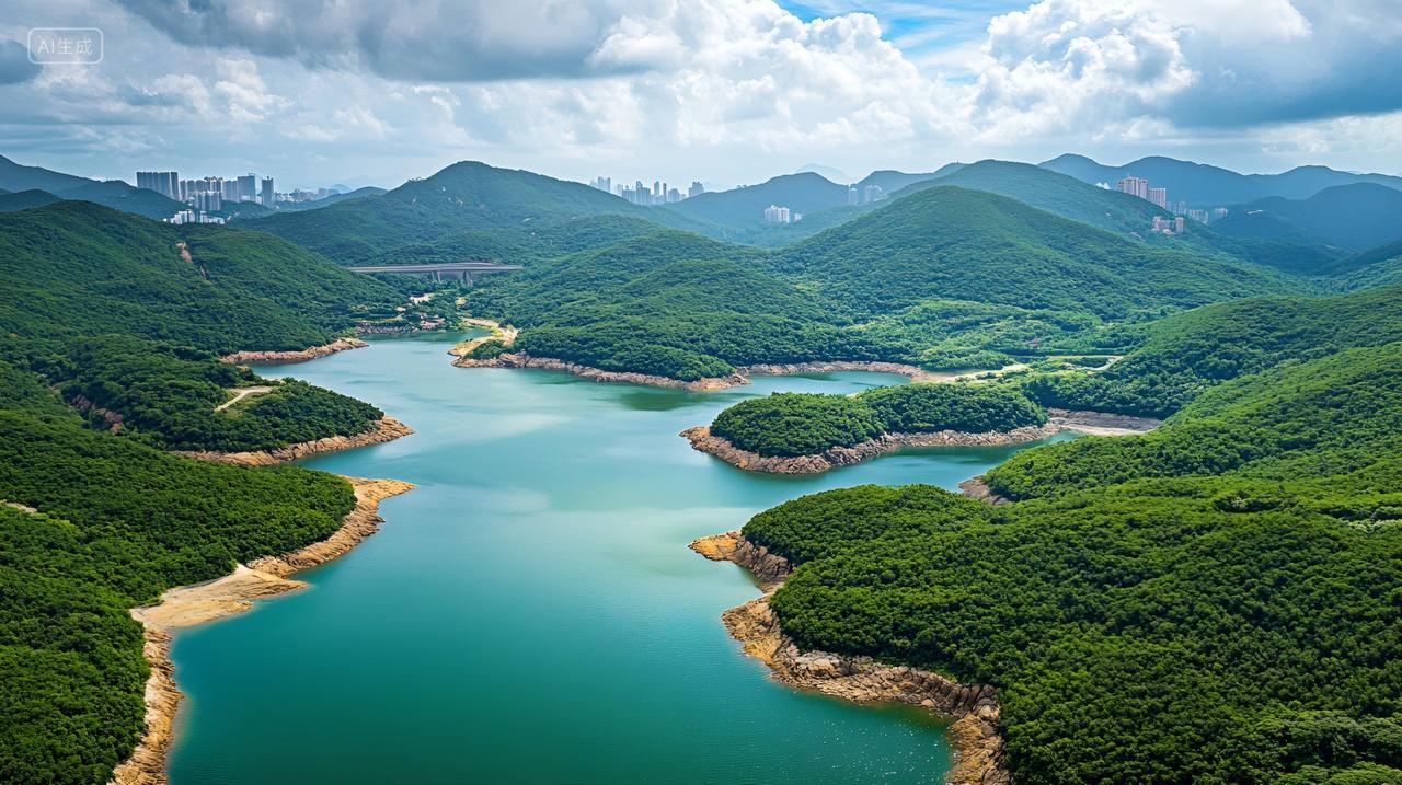 青山绿水山水风景图湖泊湖面湖水森林山峰
