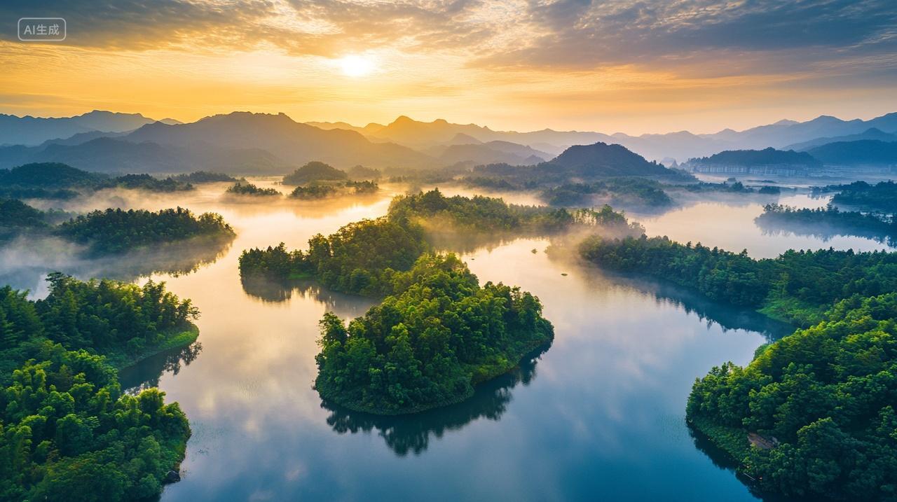 航拍江南山水风景壁纸