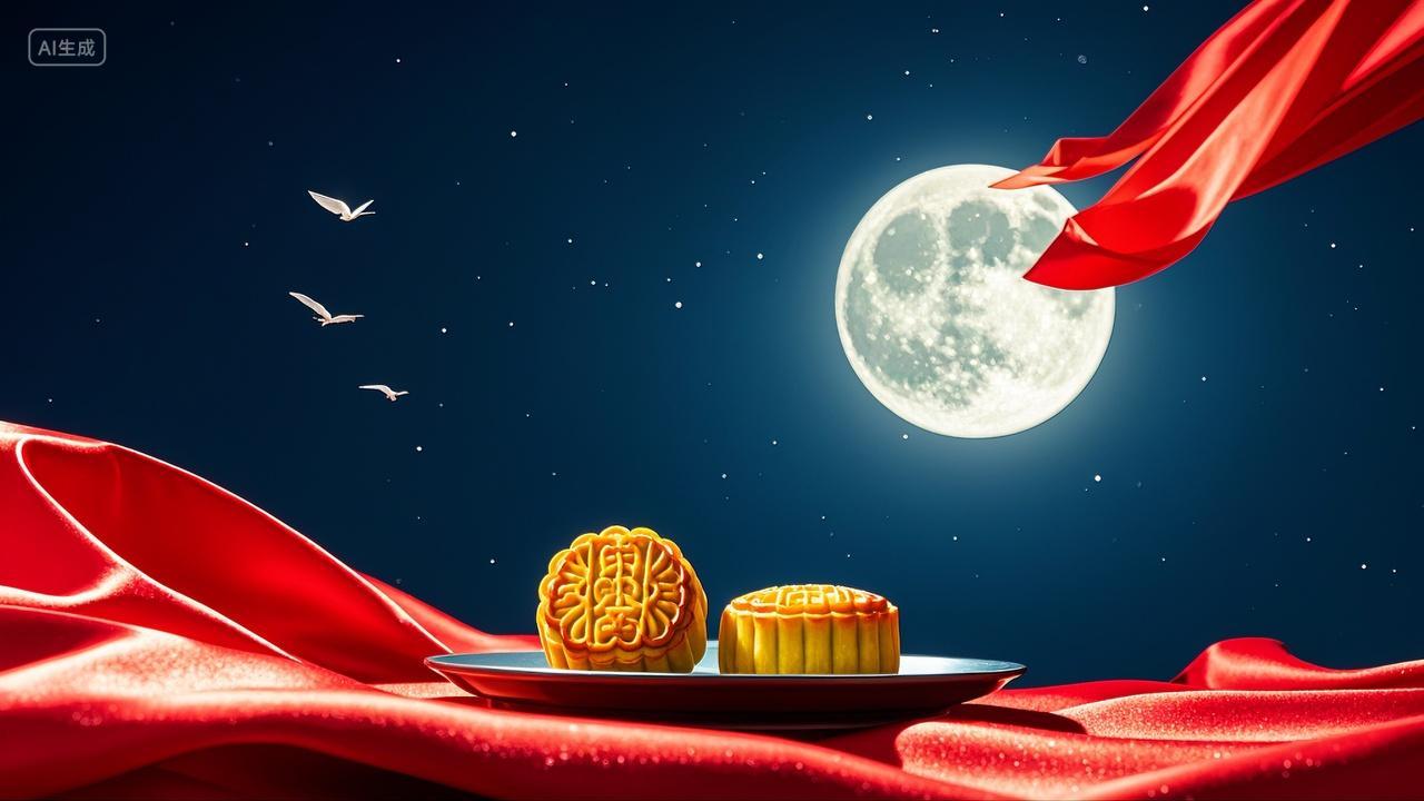 夜色下的月饼八月十五中秋节