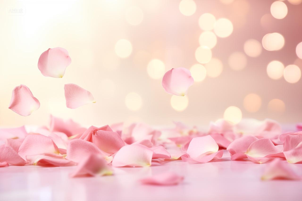 地板上的玫瑰花瓣地面上的玫瑰花模糊背景前的玫瑰花瓣