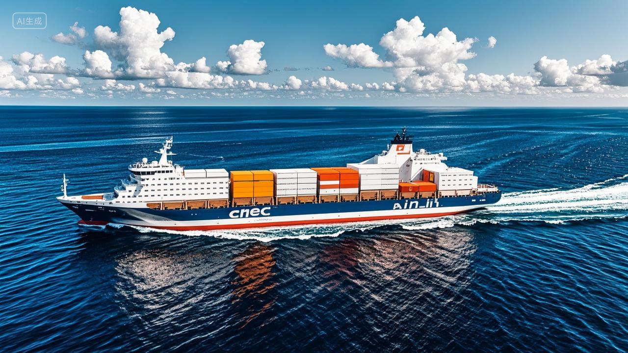 海上行驶的货轮海洋运输