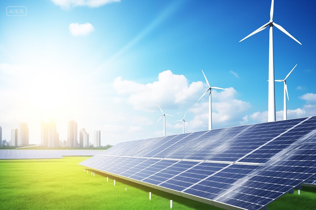 4K太阳能发电站新能源光伏发电