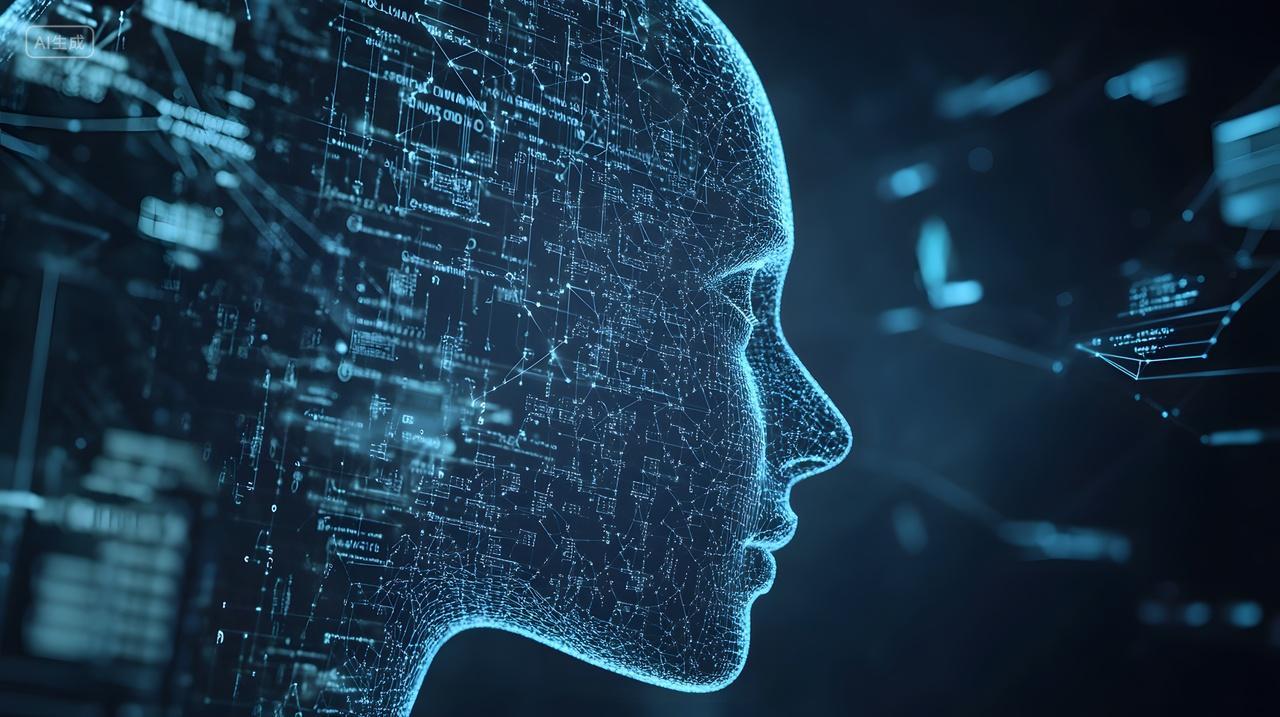 数字化人工智能人脸科技概念图