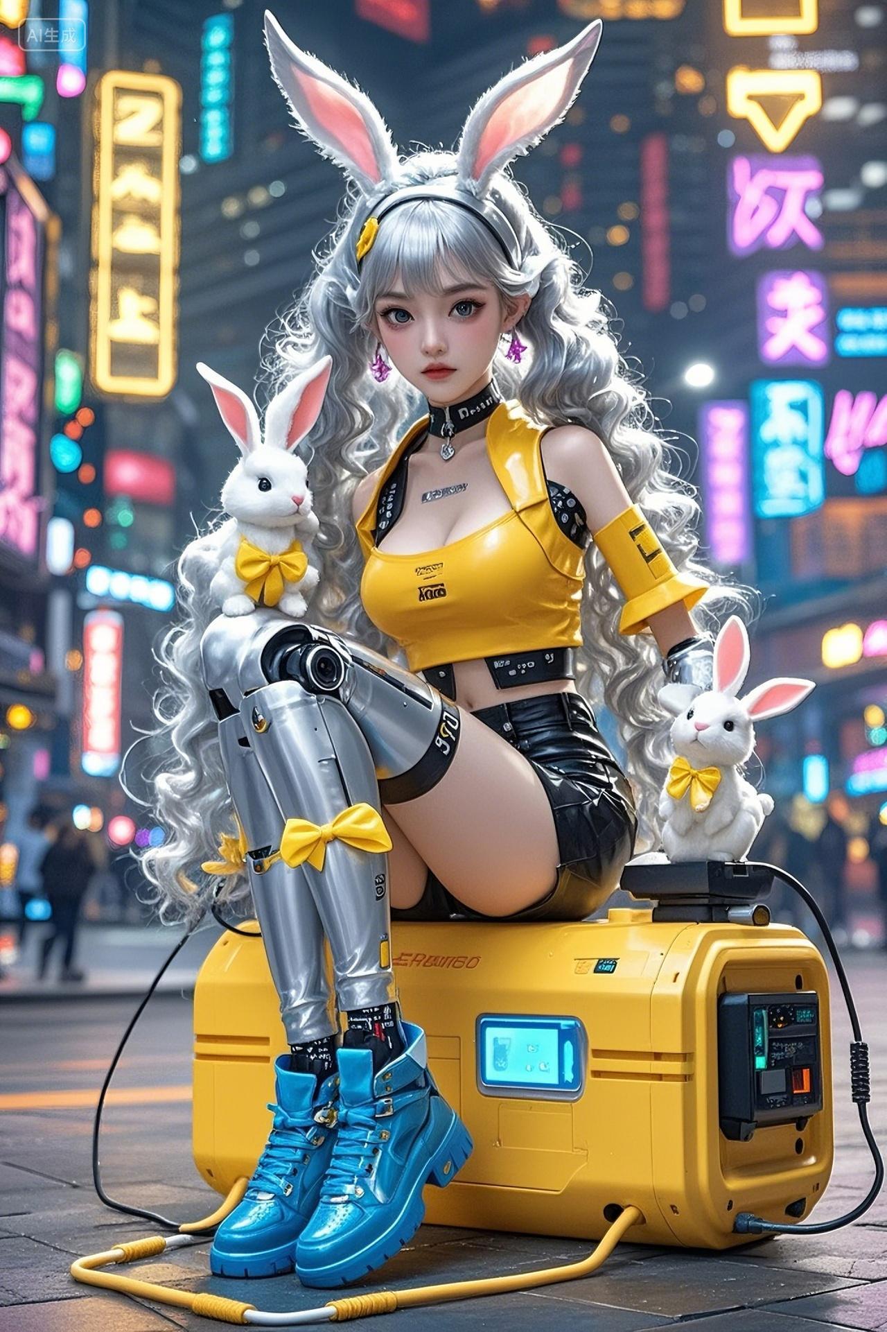 一个银发二次元美女写实摄影