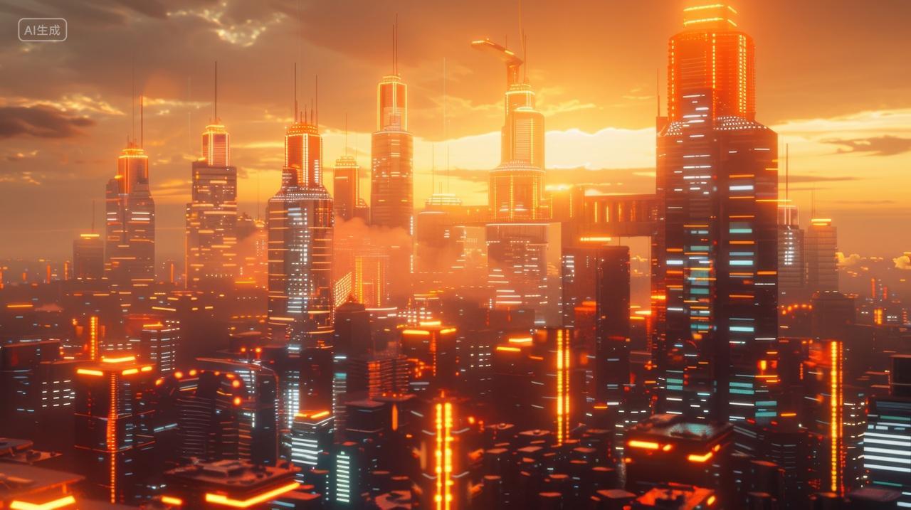 未来都市的日落