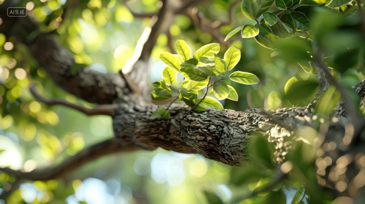 阳光透过树叶的斑驳光影