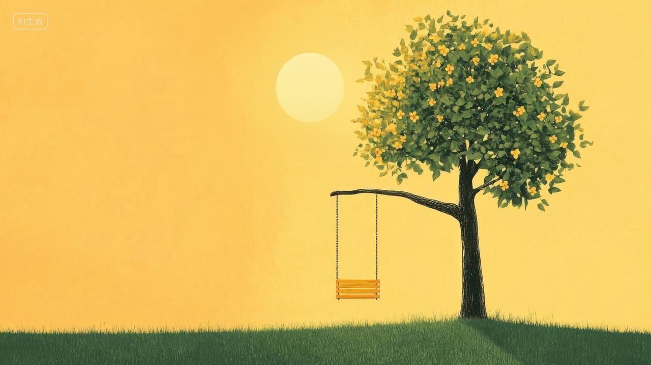 午后阳光树下的秋千