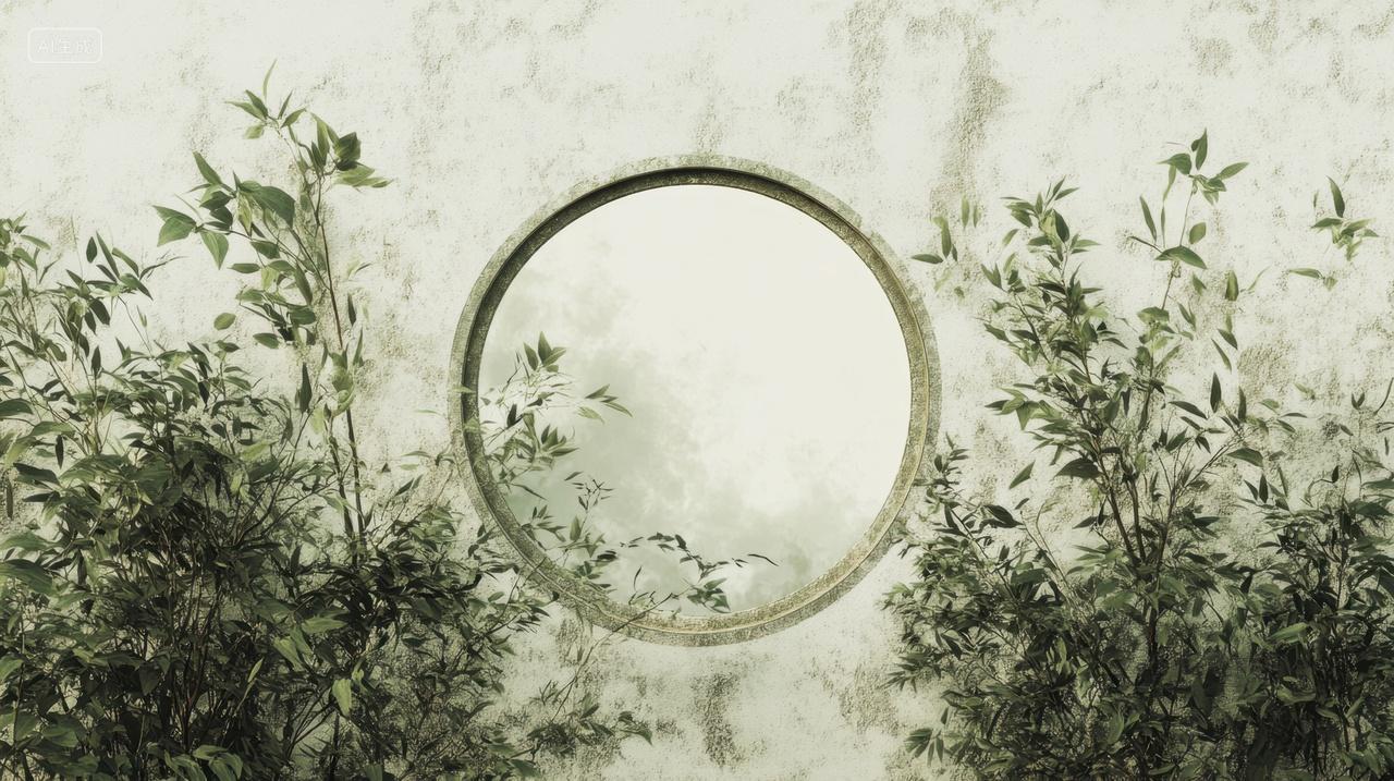 禅意圆窗古韵庭院