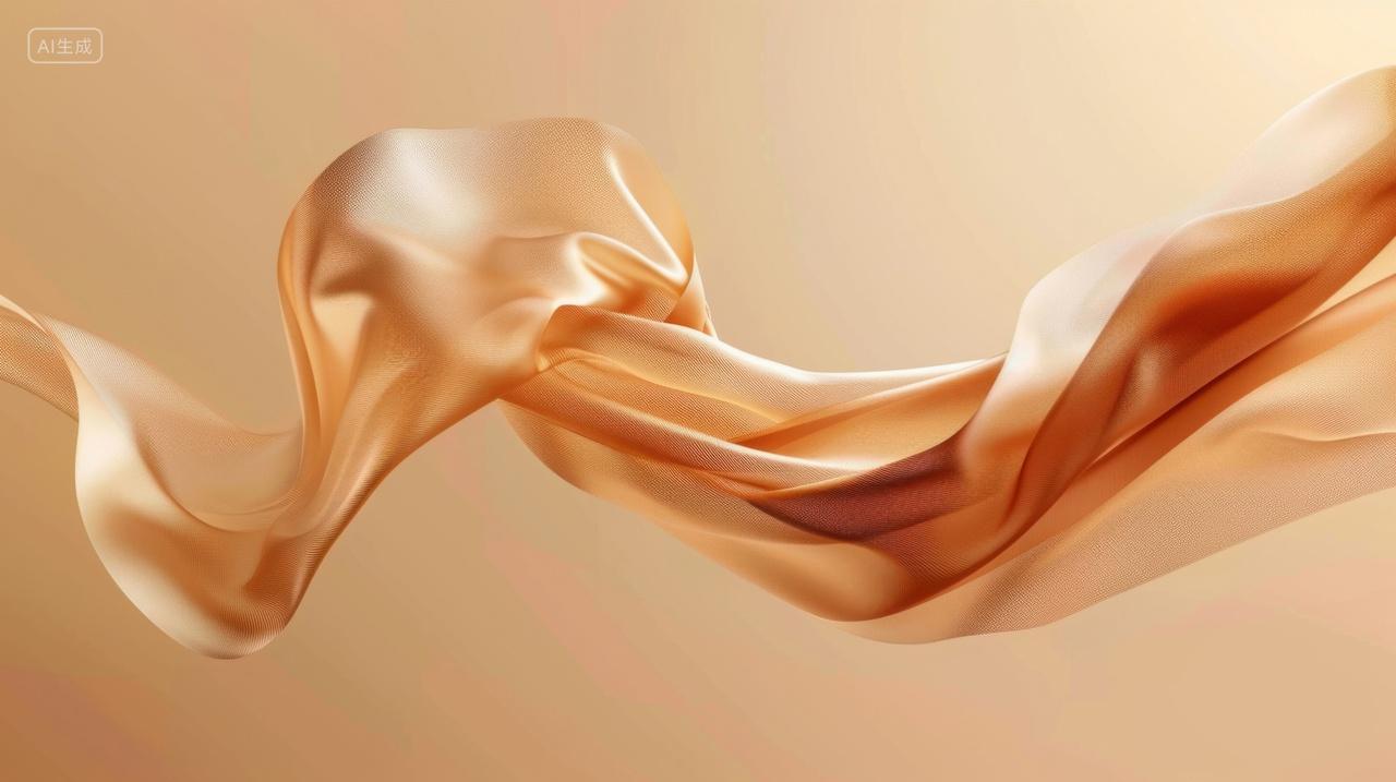 3D渲染流动的金色绸缎