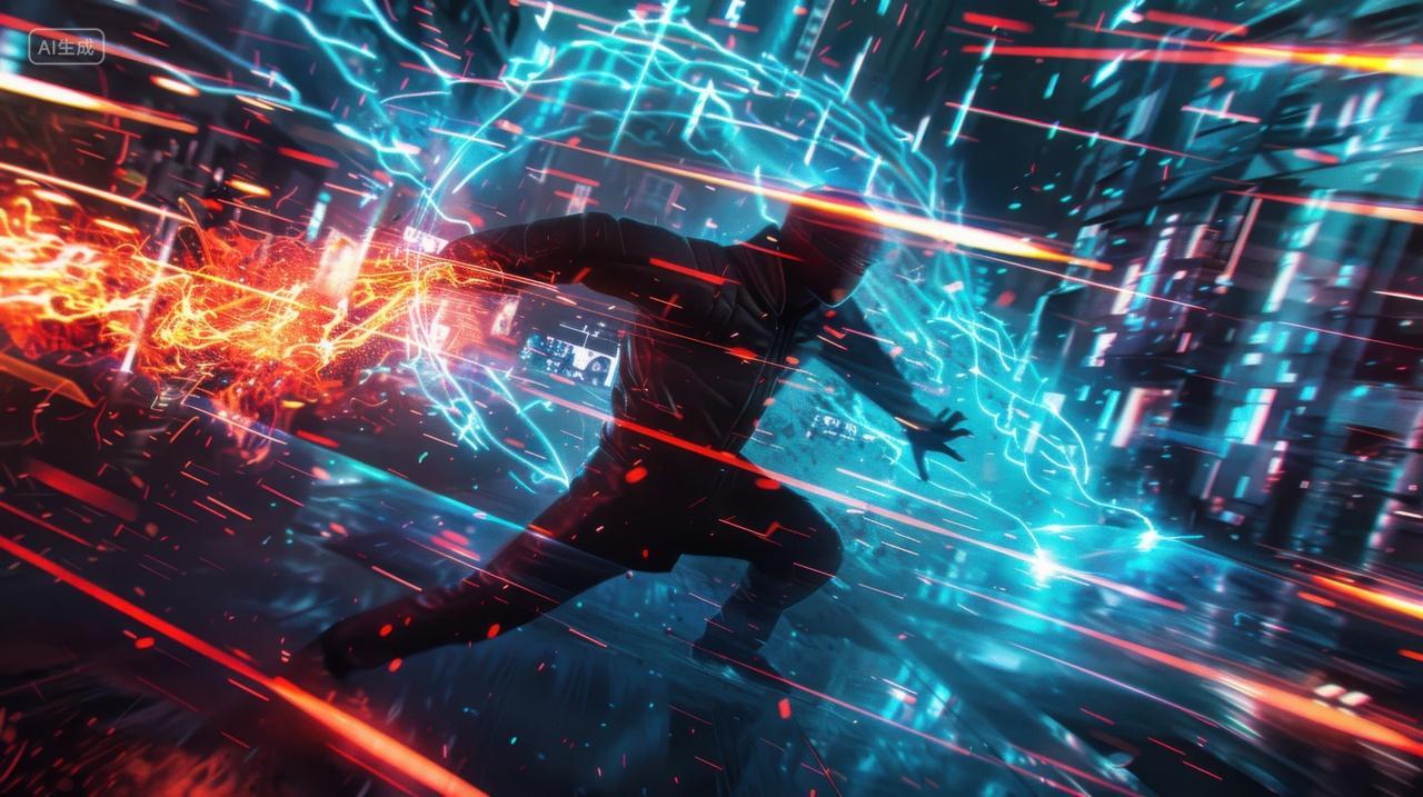 3D赛博朋克风格功夫表演家