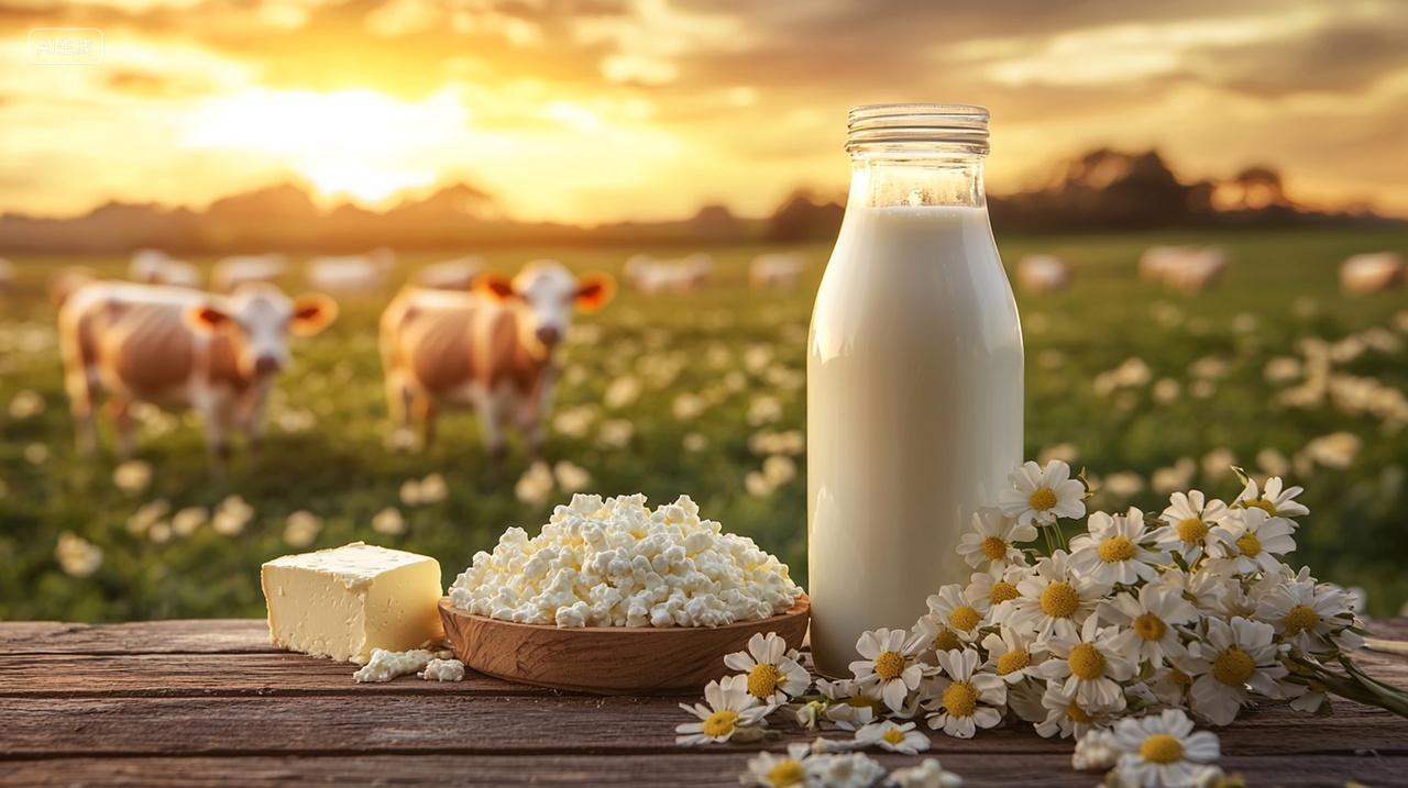 乡村田园中的牛奶与奶酪